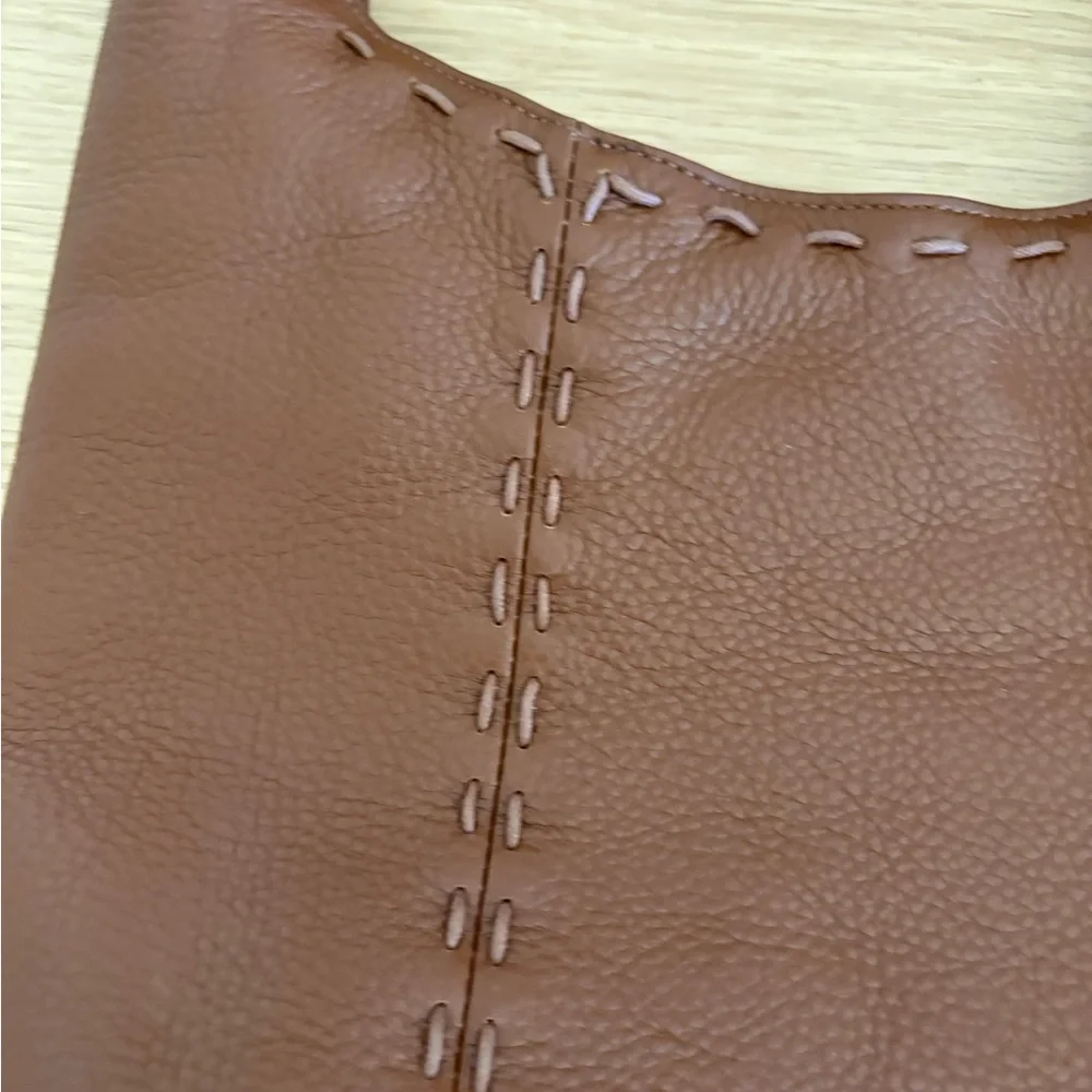 Talbots Brown Leather Boho Hobo Purse Bag Braided Detail